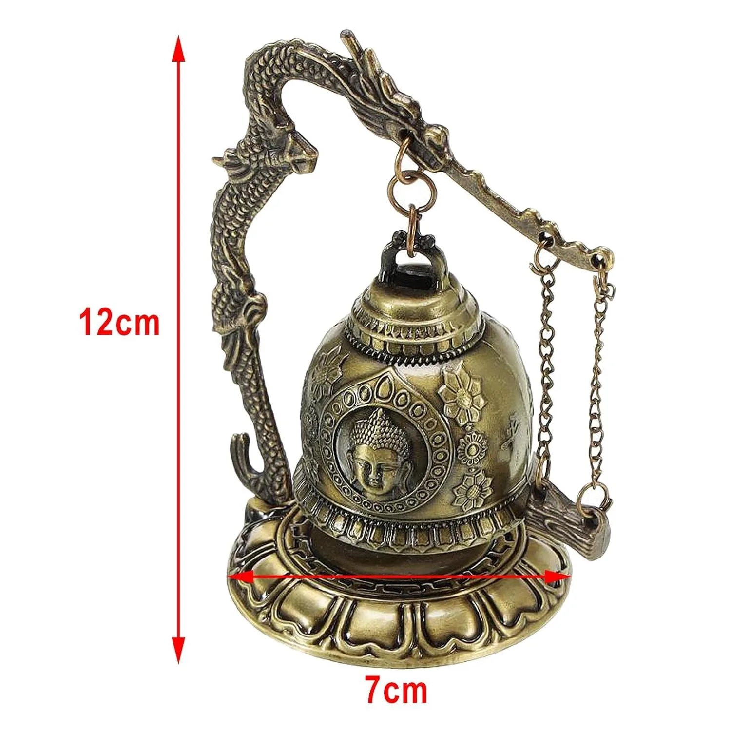 Ahina Asian Oriental Brass Gong with Dragon Stand Mini Gong Meditation Bell for Japanese Desk Accessories Tibetan Bells and Dragon Symbol Zen Art Accen view 3