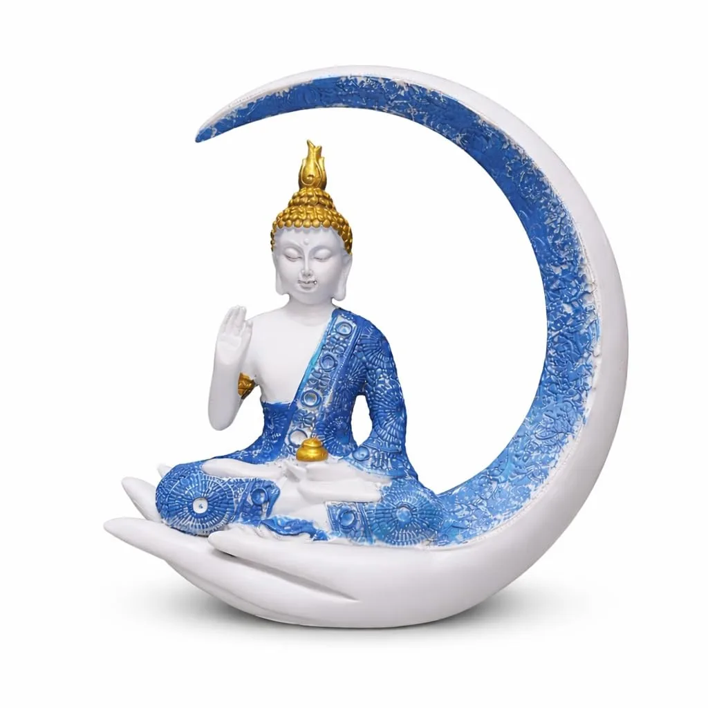 Buddha Statue on Crescent Moon Decorative Showpiece view 3