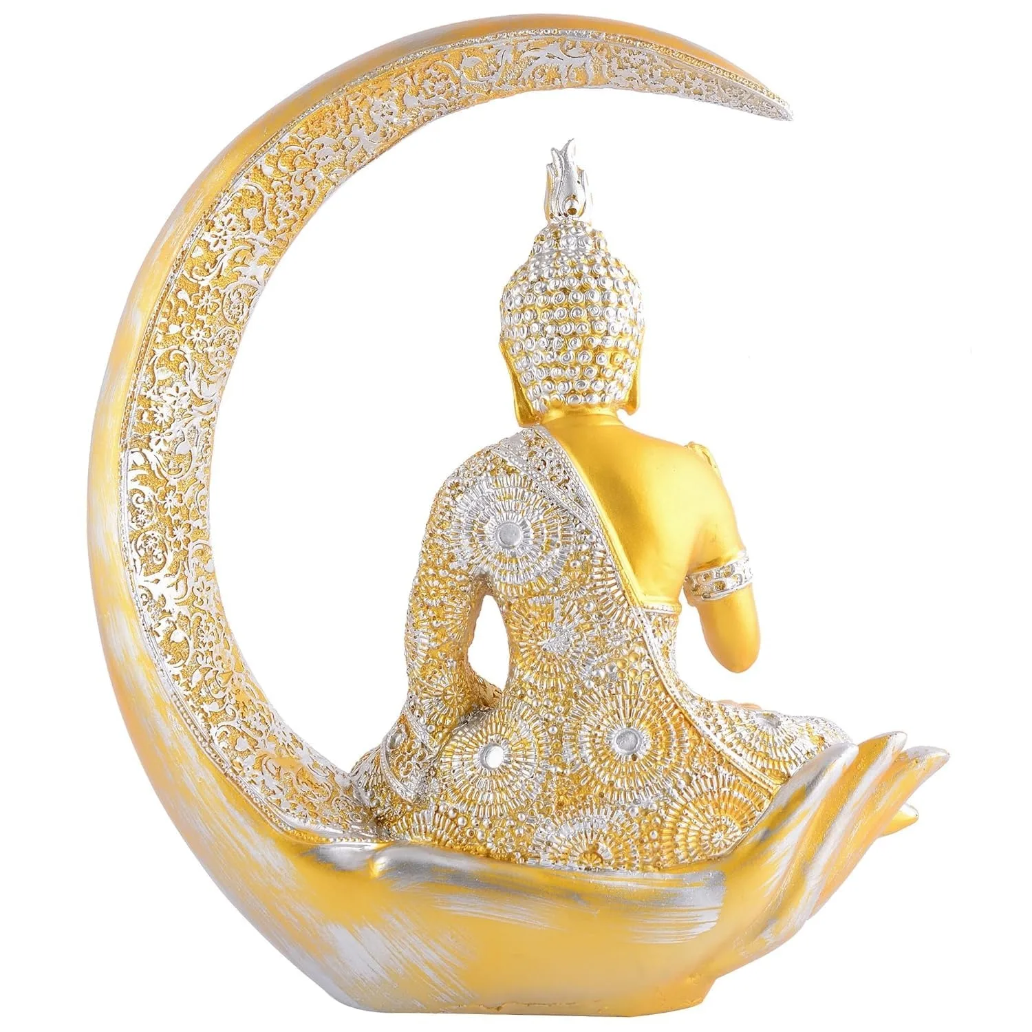 Golden Buddha Statue with Crescent Moon Frame view 5