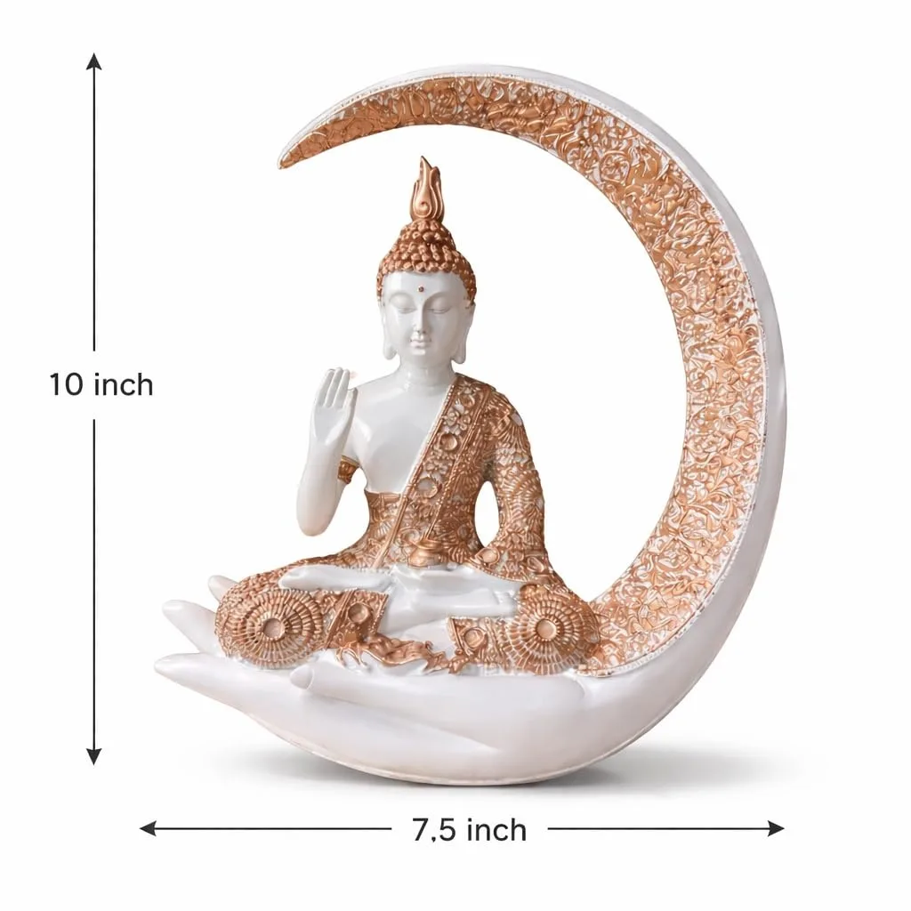 Luxury Buddha Statue Showpiece with Crescent Moon & Hand Base view 2