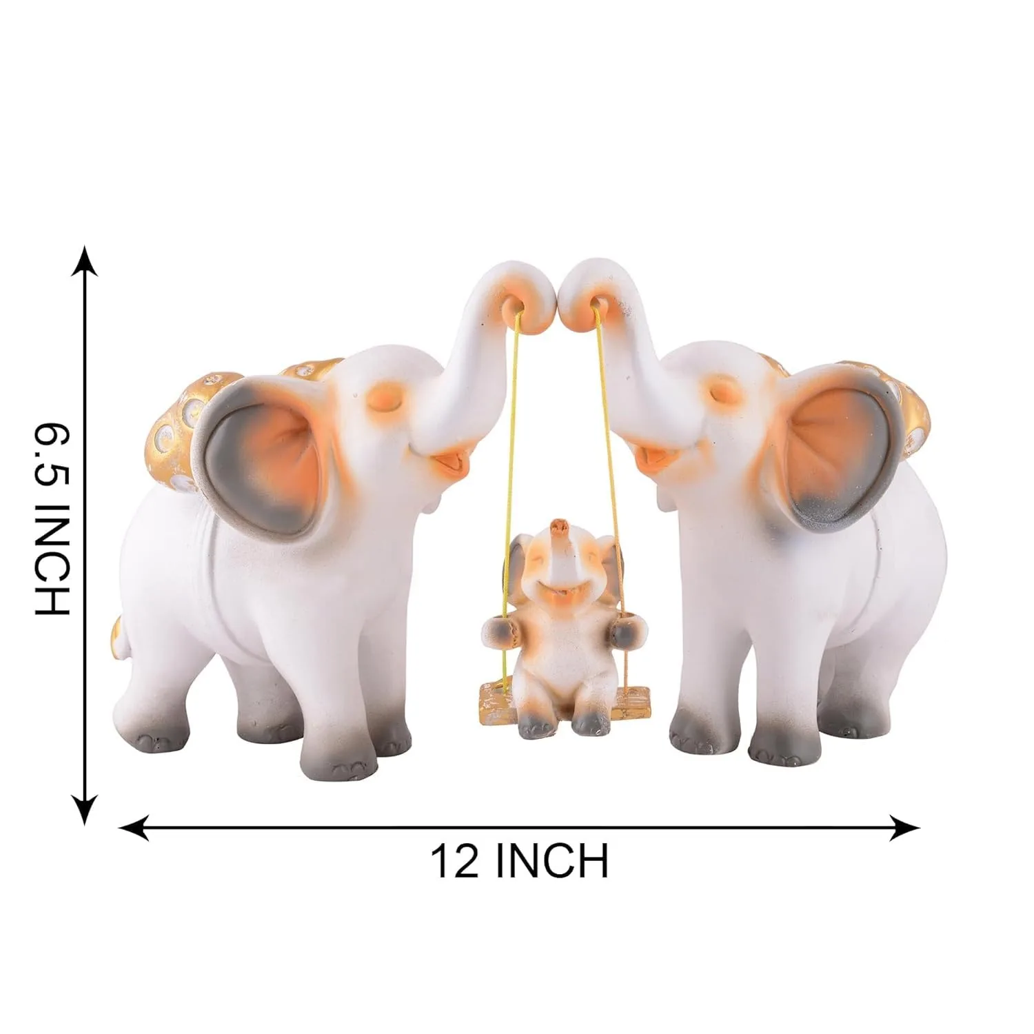 Cute Elephant Family Showpiece with Swing Baby view 2
