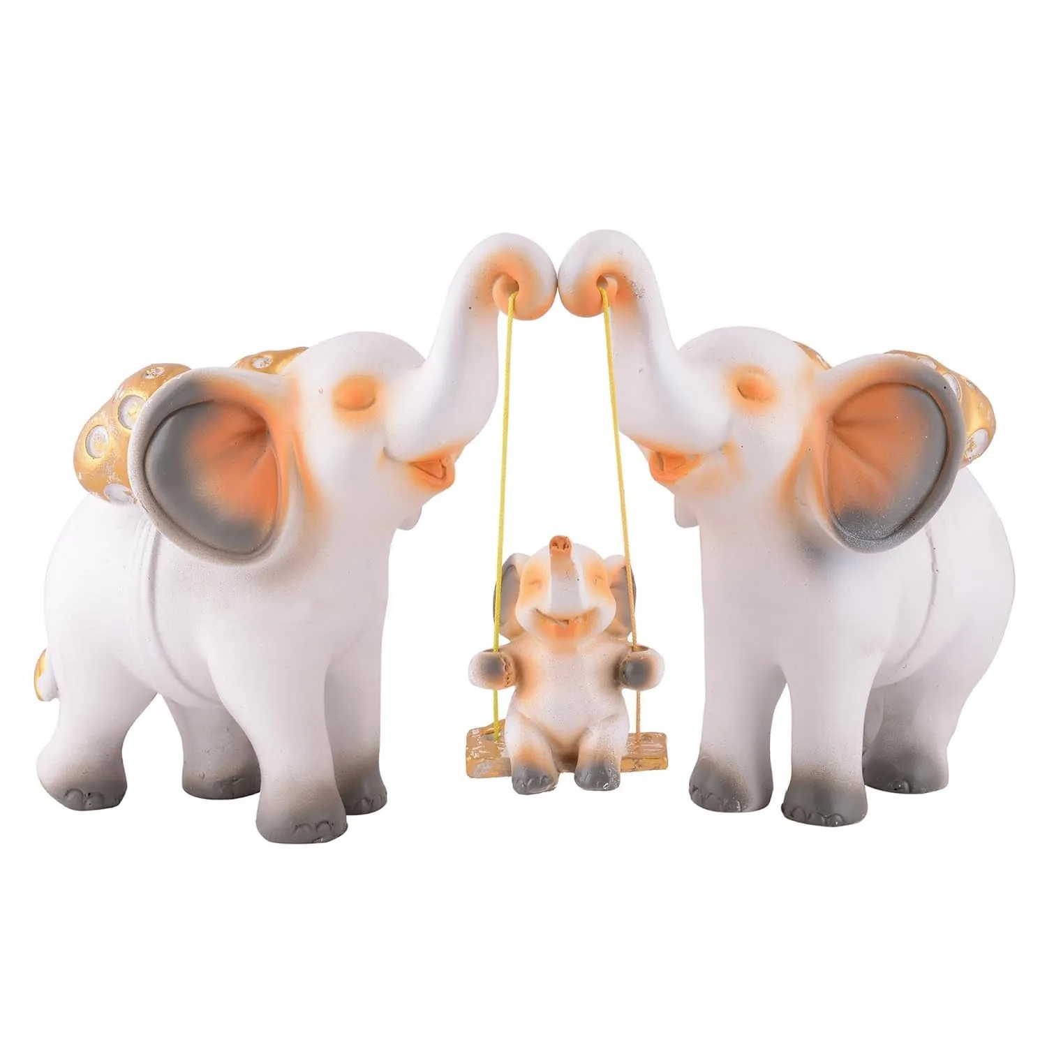 Cute Elephant Family Showpiece with Swing Baby view 3
