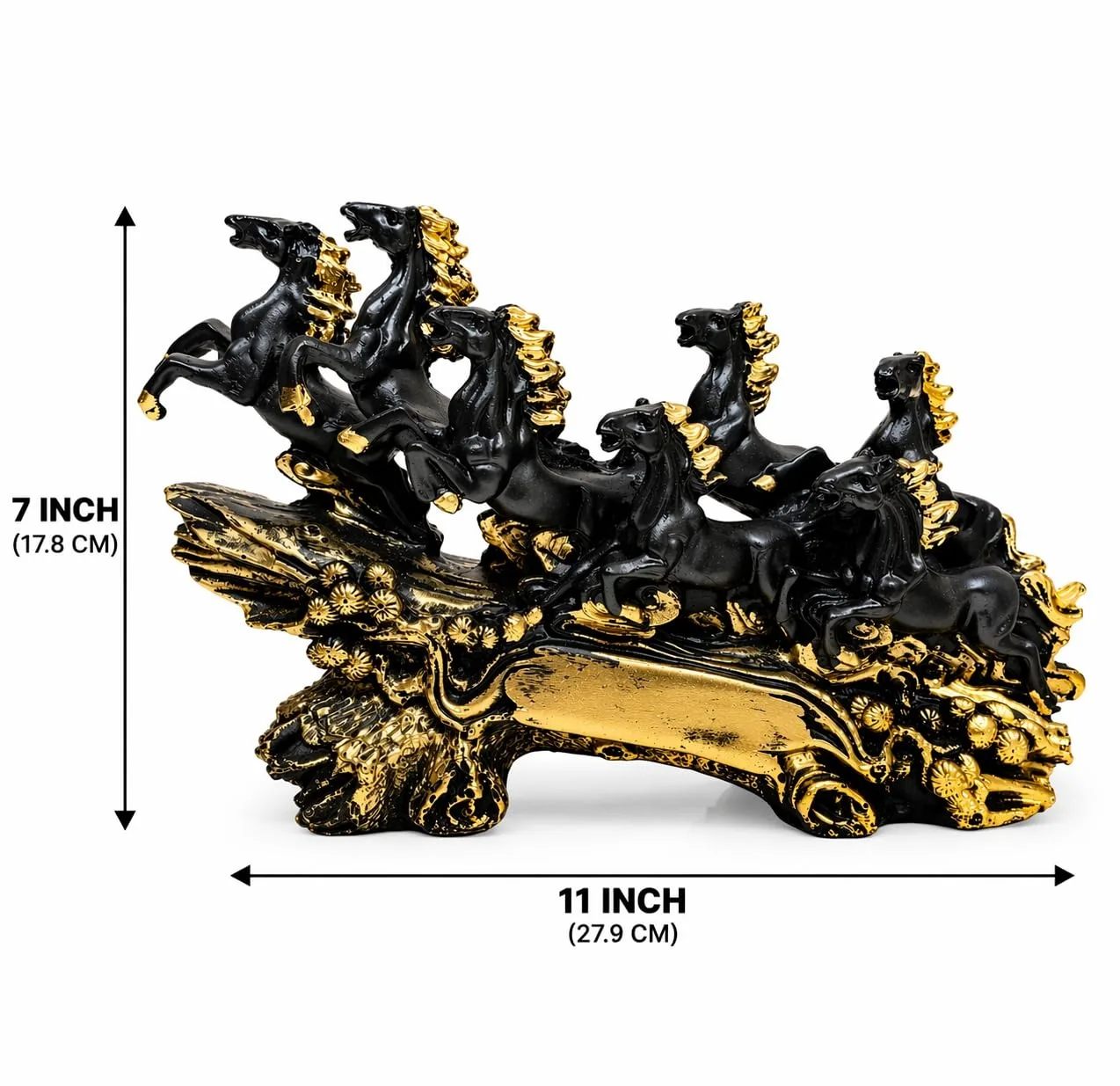 Black & Gold Running Horse Showpiece view 5