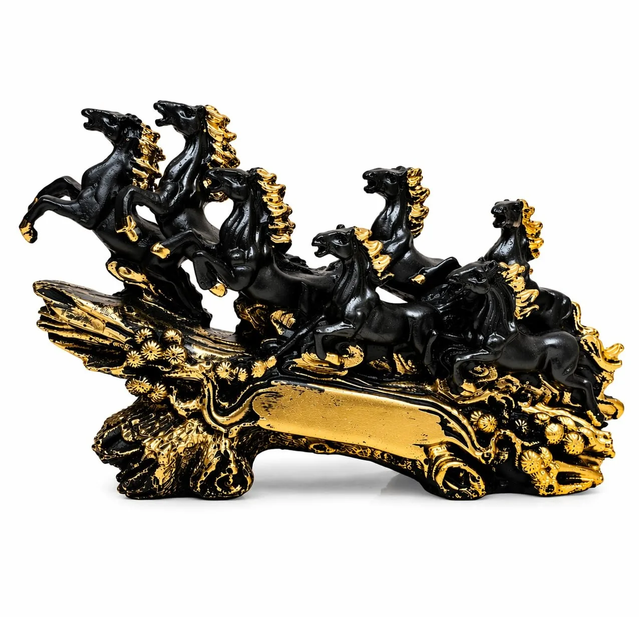 Black & Gold Running Horse Showpiece view 2