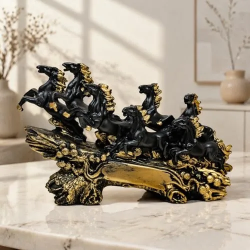 Black & Gold Running Horse Showpiece view 3