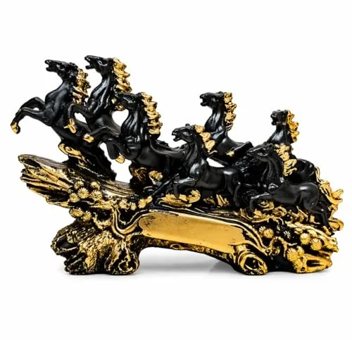 Black & Gold Running Horse Showpiece view 7