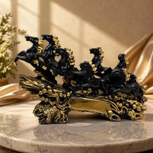 Black & Gold Running Horse Showpiece view 8