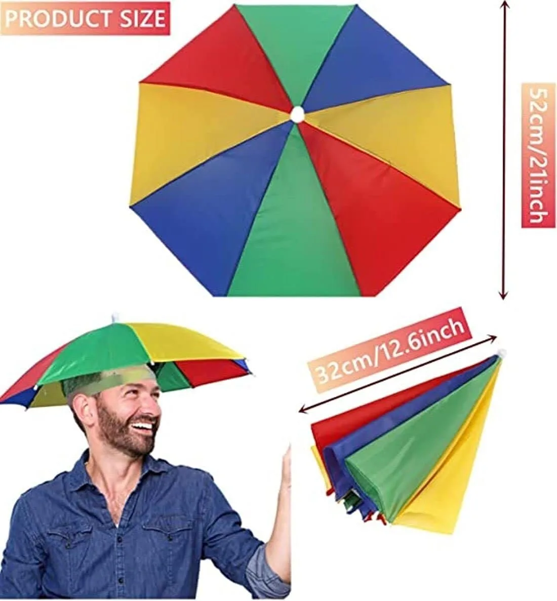 Ahina Adjustable Head Umbrella – UV Protection Hat for Gardening, Camping & Travel- Pack of 2 view 2