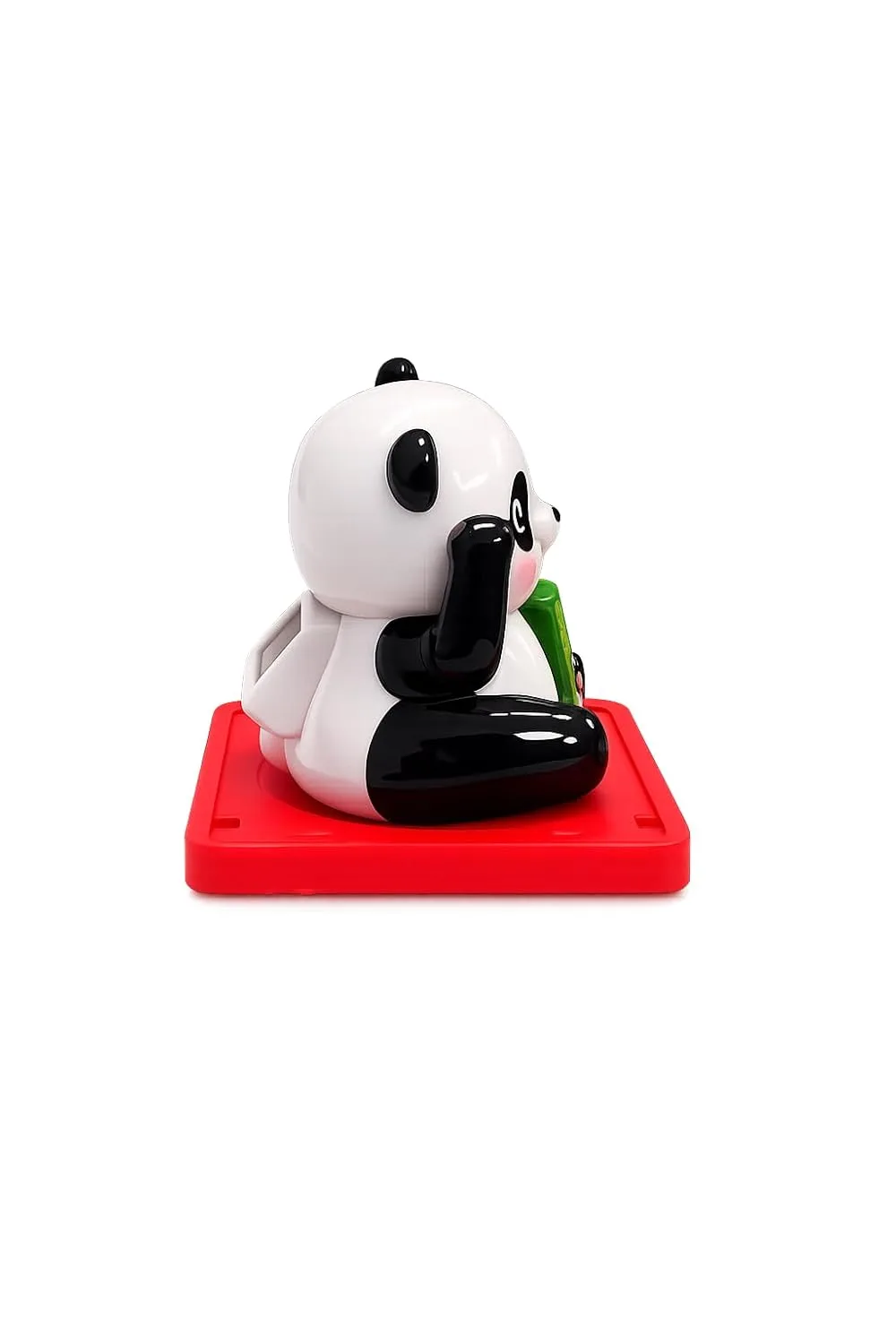Ahina Solar Powered Lucky Waving Panda Figurine, Black and White, with Red Base, 6.35 x 3.81 cm view 4