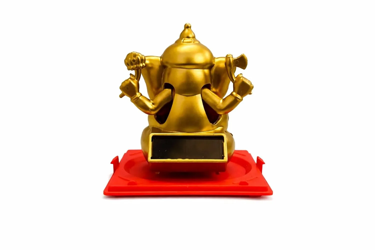 Ahina Solar Ganesh Idol, Gold Colour, Decorative Figurine with Red Base, Solar Powered view 2