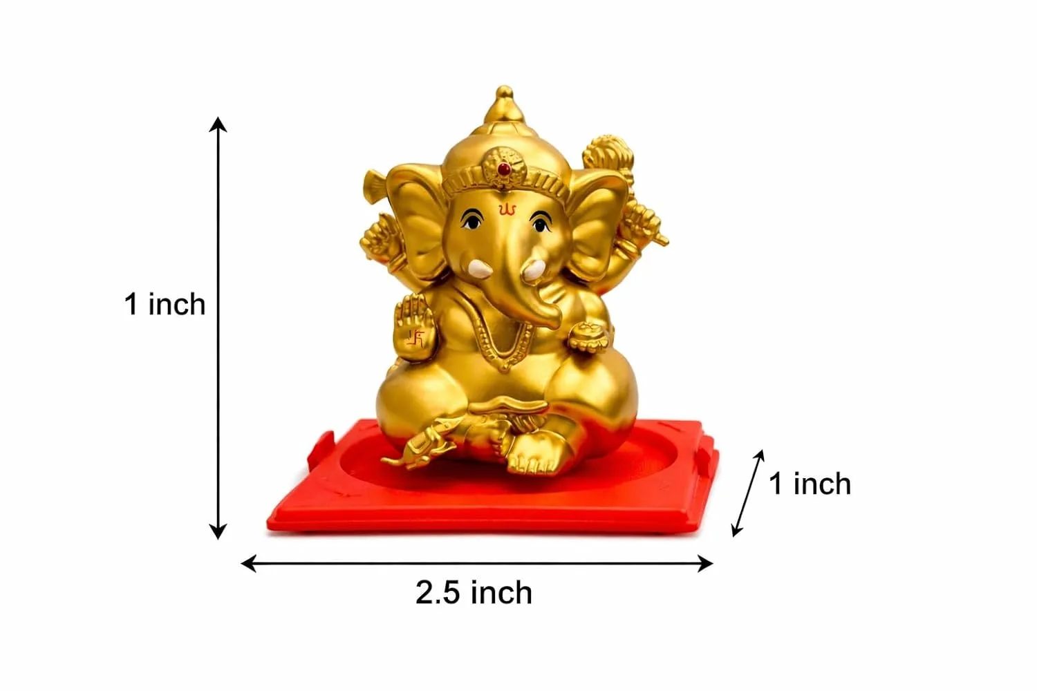 Ahina Solar Ganesh Idol, Gold Colour, Decorative Figurine with Red Base, Solar Powered view 6