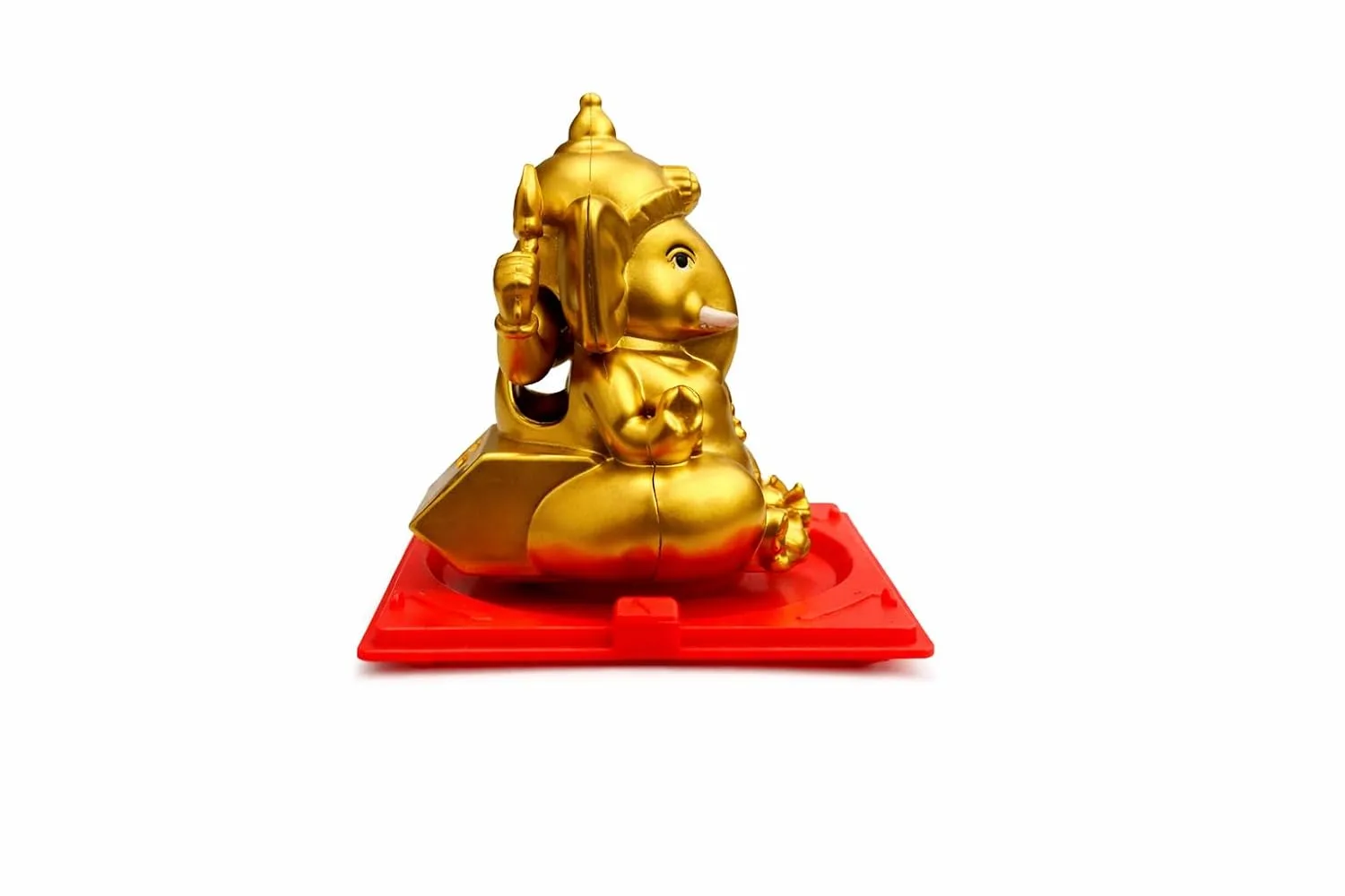 Ahina Solar Ganesh Idol, Gold Colour, Decorative Figurine with Red Base, Solar Powered view 8
