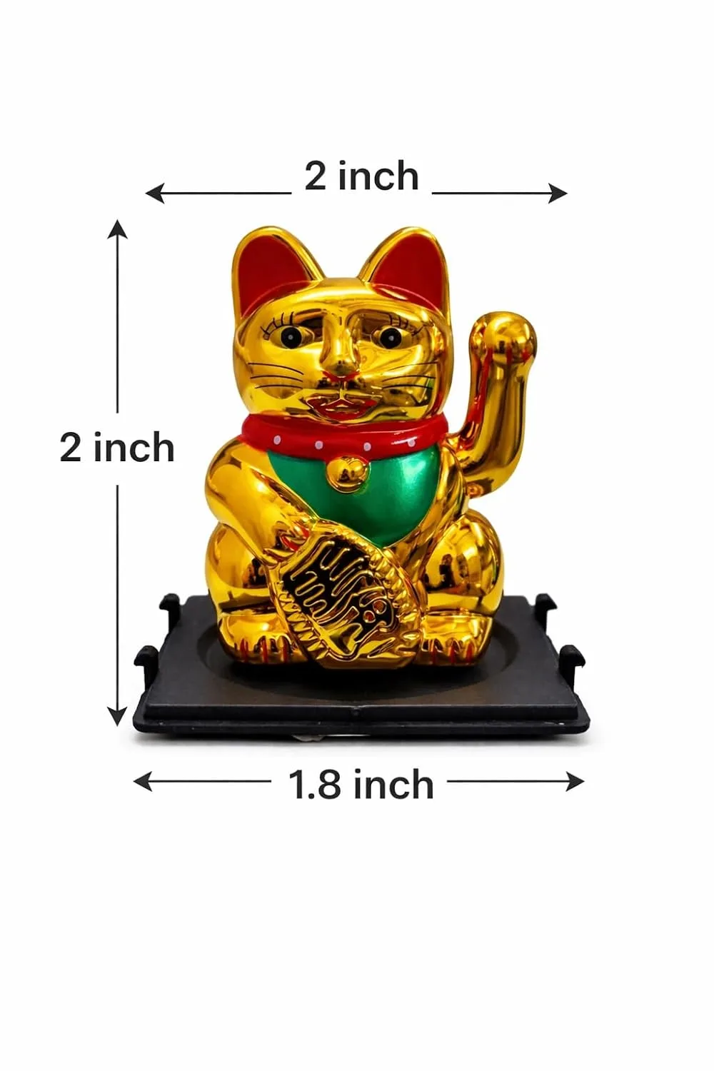 Ahina Maneki Neko Waving Cat Perfect for Home & Office Decor Solar Powered Operated Feng Shui Lucky Cat – Waving Maneki Neko Figurine for Wealth & Prosperity (Gold)- 2 inches in Size view 2
