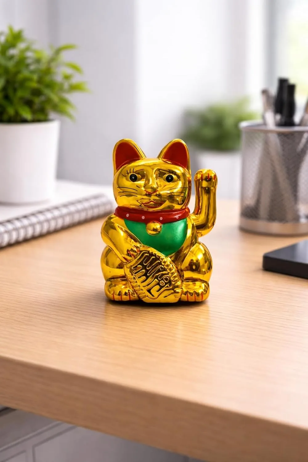 Ahina Maneki Neko Waving Cat Perfect for Home & Office Decor Solar Powered Operated Feng Shui Lucky Cat – Waving Maneki Neko Figurine for Wealth & Prosperity (Gold)- 2 inches in Size view 5