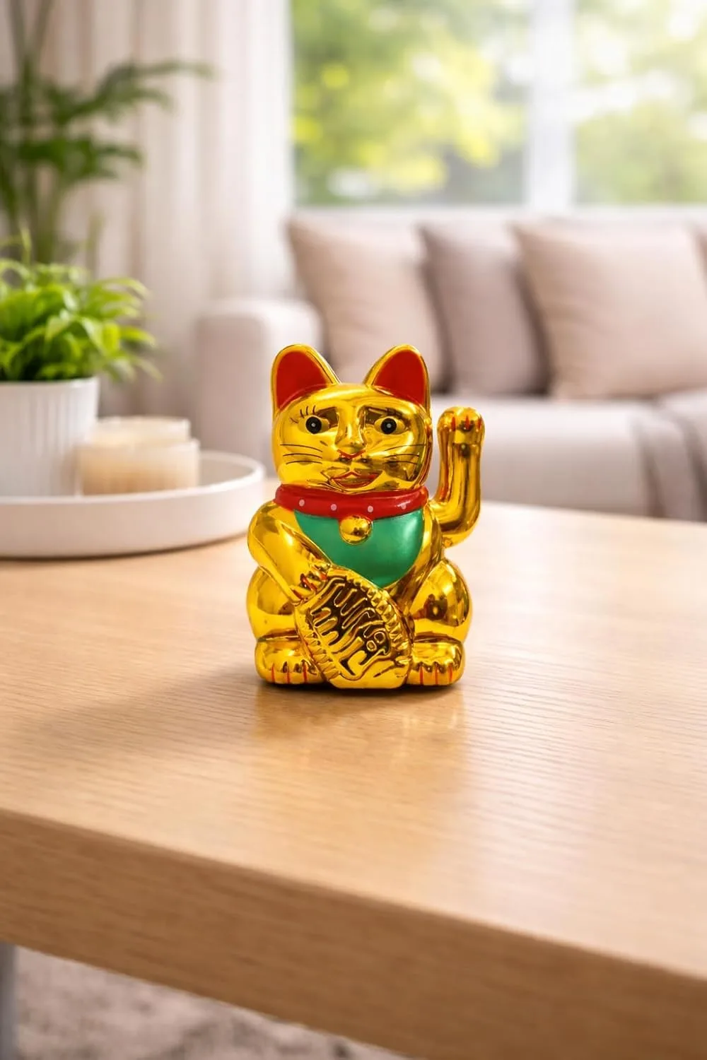 Ahina Maneki Neko Waving Cat Perfect for Home & Office Decor Solar Powered Operated Feng Shui Lucky Cat – Waving Maneki Neko Figurine for Wealth & Prosperity (Gold)- 2 inches in Size view 7