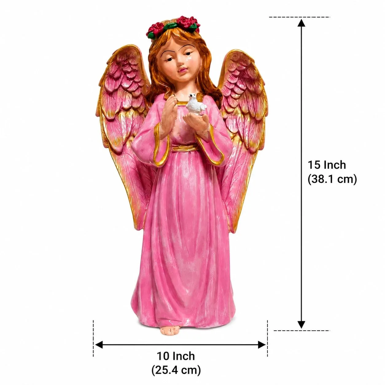 Pink Angel Showpiece for Home Decor with Dove Bird view 2
