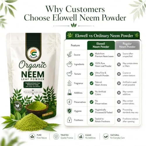 Elowell Neem Powder 200 g | 100% Pure Neem Leaf Powder | For Face Pack, Skin Care, Hair Care and Ayurvedic Use view 2