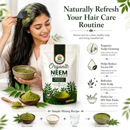 Elowell Neem Powder Pack of 2 (200 g Each, 400 g Total) | 100% Pure Neem Leaf Powder | For Face Pack, Skin Care, Hair Care and Ayurvedic Use view 3