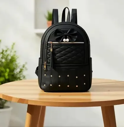 Women's Backpack - Black Bow Design (College/School Bag) view 2