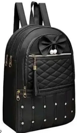 Women's Backpack - Black Bow Design (College/School Bag) view 4