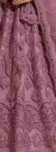Cute Fellow Embroidered Semi-Stitched Lehenga Choli (Purple) view 4
