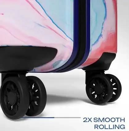 8 Wheels Printed Trolley Bag Cabin Suitcase (Blue Marble Print) view 3