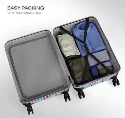 8 Wheels Printed Trolley Bag Cabin Suitcase (Blue Marble Print) view 5