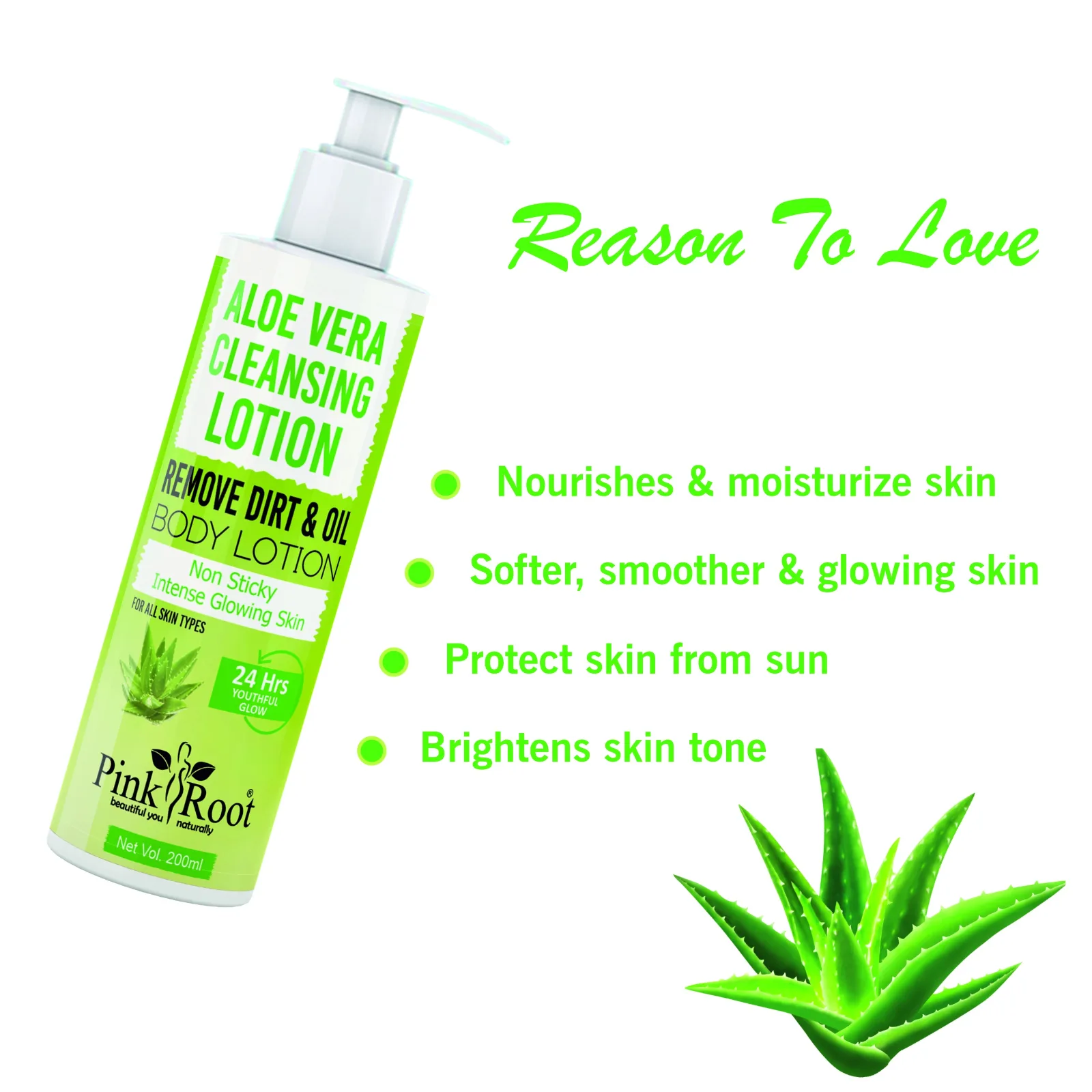 Pink Root Aloevera Cleansing Milk ,Smooth Soft & Clean Skin for Healthy & Brightening Skin (200 ml) view 2
