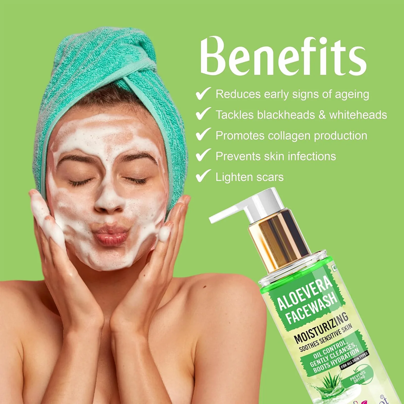 Pink Root Aloe Vera Moisturizing  100ml - Aloe Vera Hydrating Gentle - With Aloe leaf Extract, Pro Vitamin B5 - For Cleansing, Hydrating Skin - No Parabens, Sulphate, Silicones & Color view 2