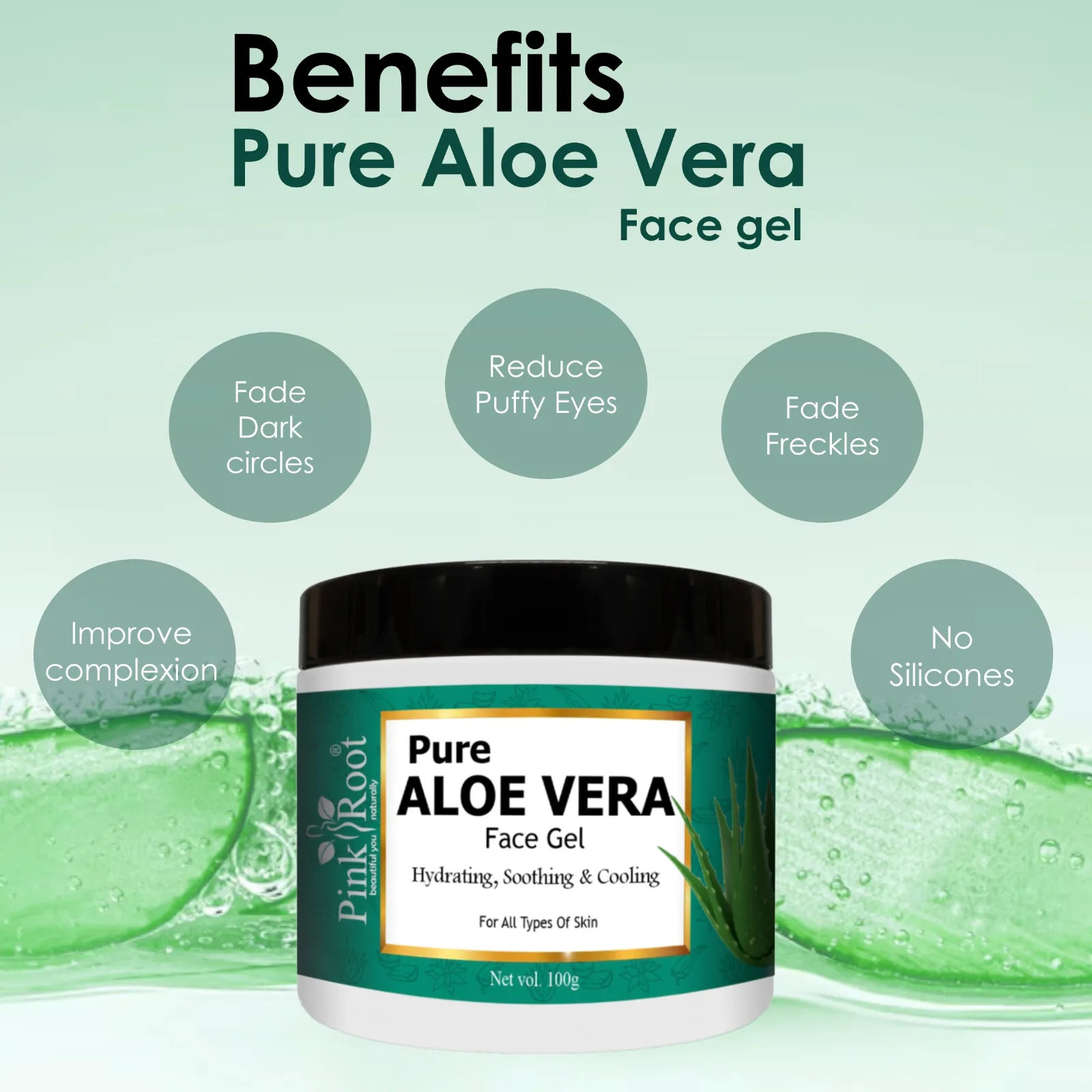 Pink Root Aloevera Gel 100ml, For Repairing & Soothing Skin | Contains Aloe Vera & Vitamin E for Skin view 3