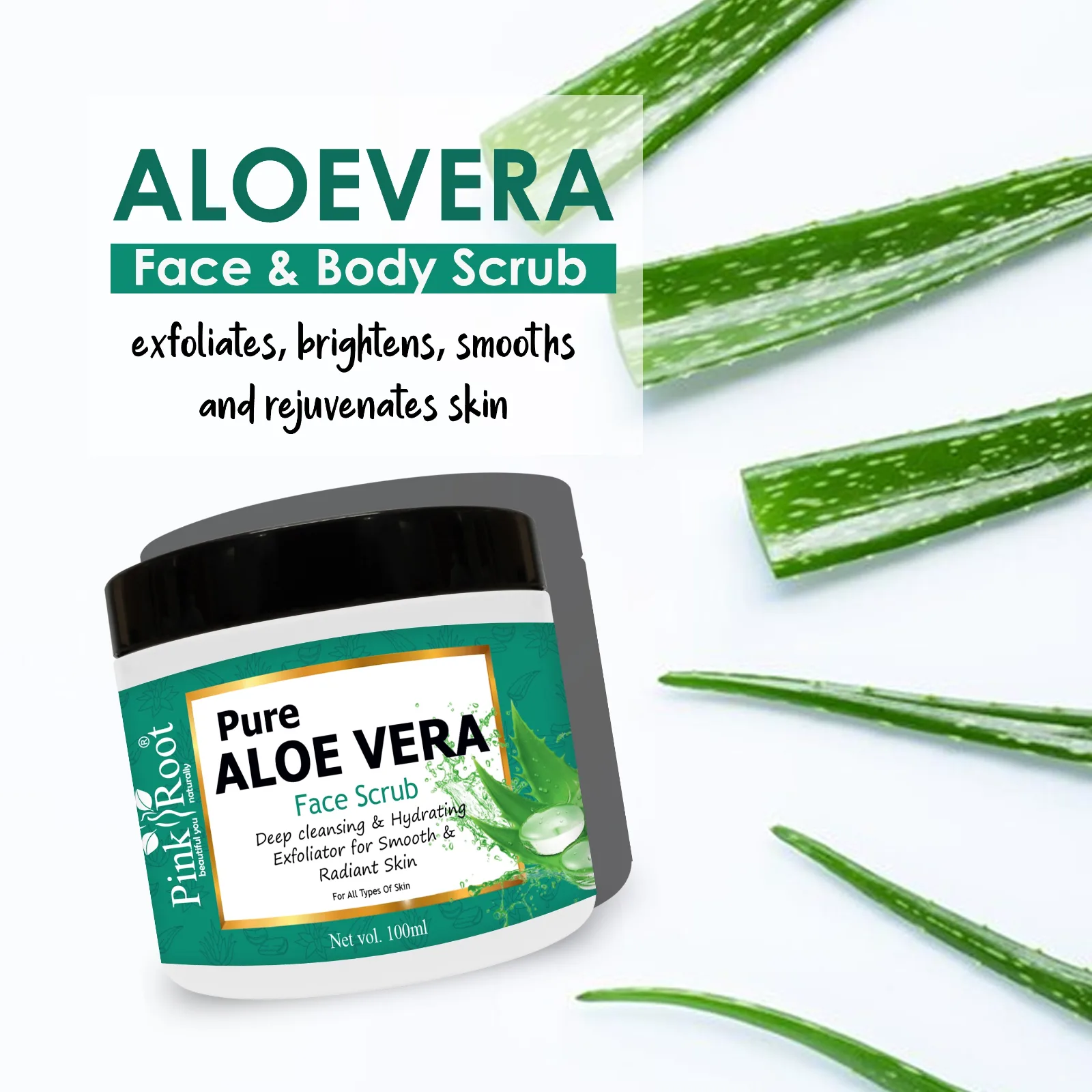 Pink Root Aloe Vera Scrub Enriched with Multi-fruit Enzyme Scrub (100 ml) for Acne, Scars, Glowing & Radiant Skin view 4