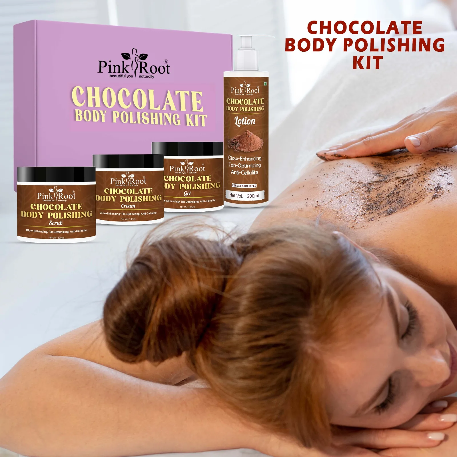 PINKROOT Chocolate Body Polishing Kit for Exfoliation, Tan Removal & Intense Moisturization- for Men & Women view 3