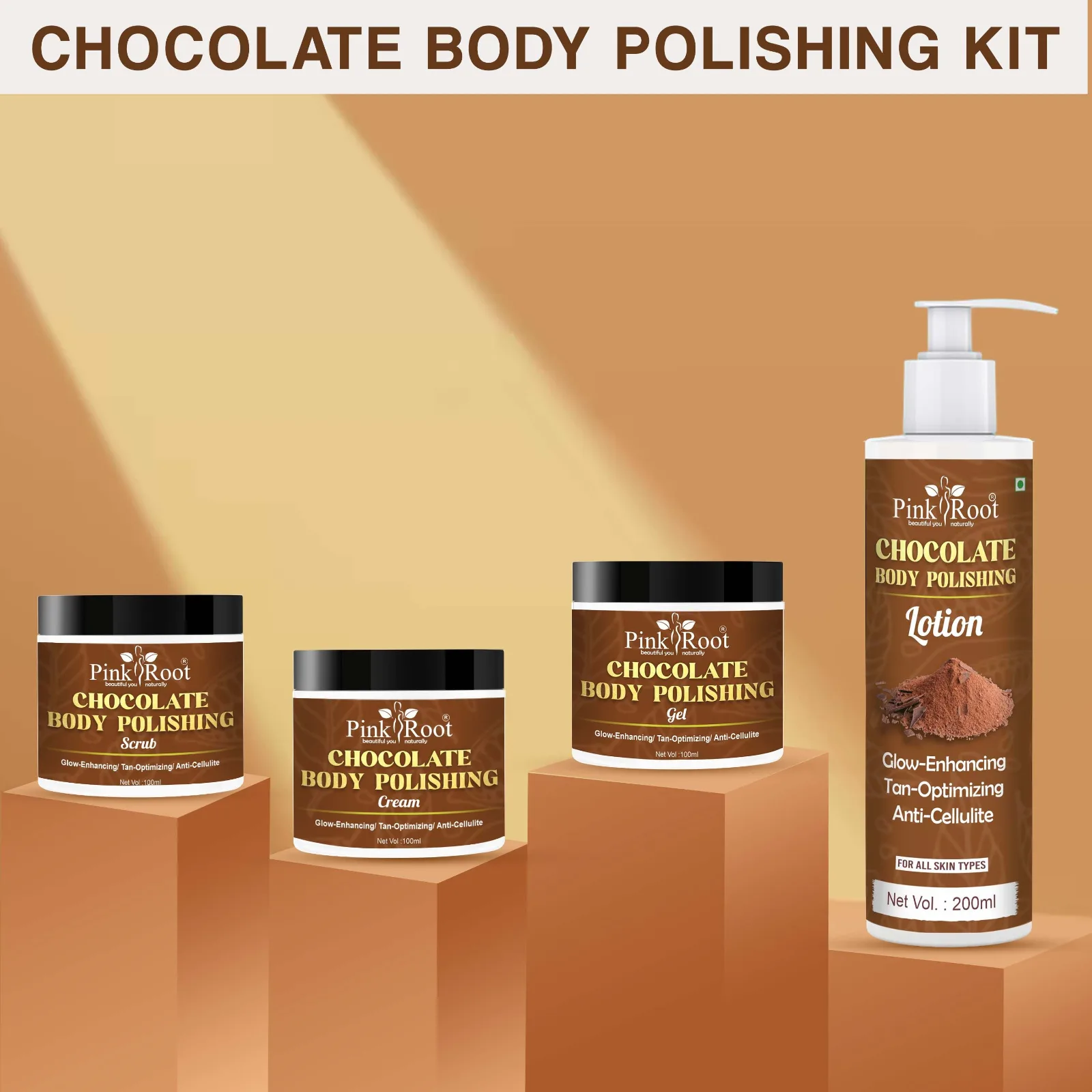 PINKROOT Chocolate Body Polishing Kit for Exfoliation, Tan Removal & Intense Moisturization- for Men & Women view 4