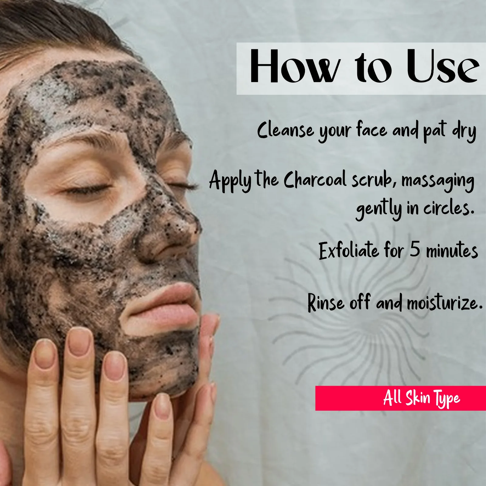 Pink Root Charcoal Scrub Exfoliating-Deep Cleansing Face & Body Scrub For Oily Skin & Normal skin, with Charcoal & Walnut for De Tan, 100ml view 5