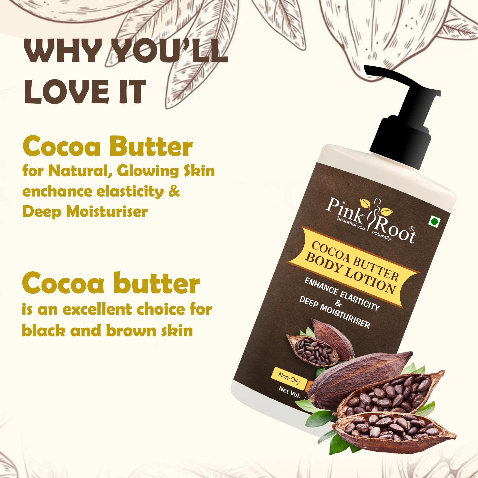 Pink Root Cocoa butter Body Lotion -  protective barrier over skin to hold in moisture 400ml view 5
