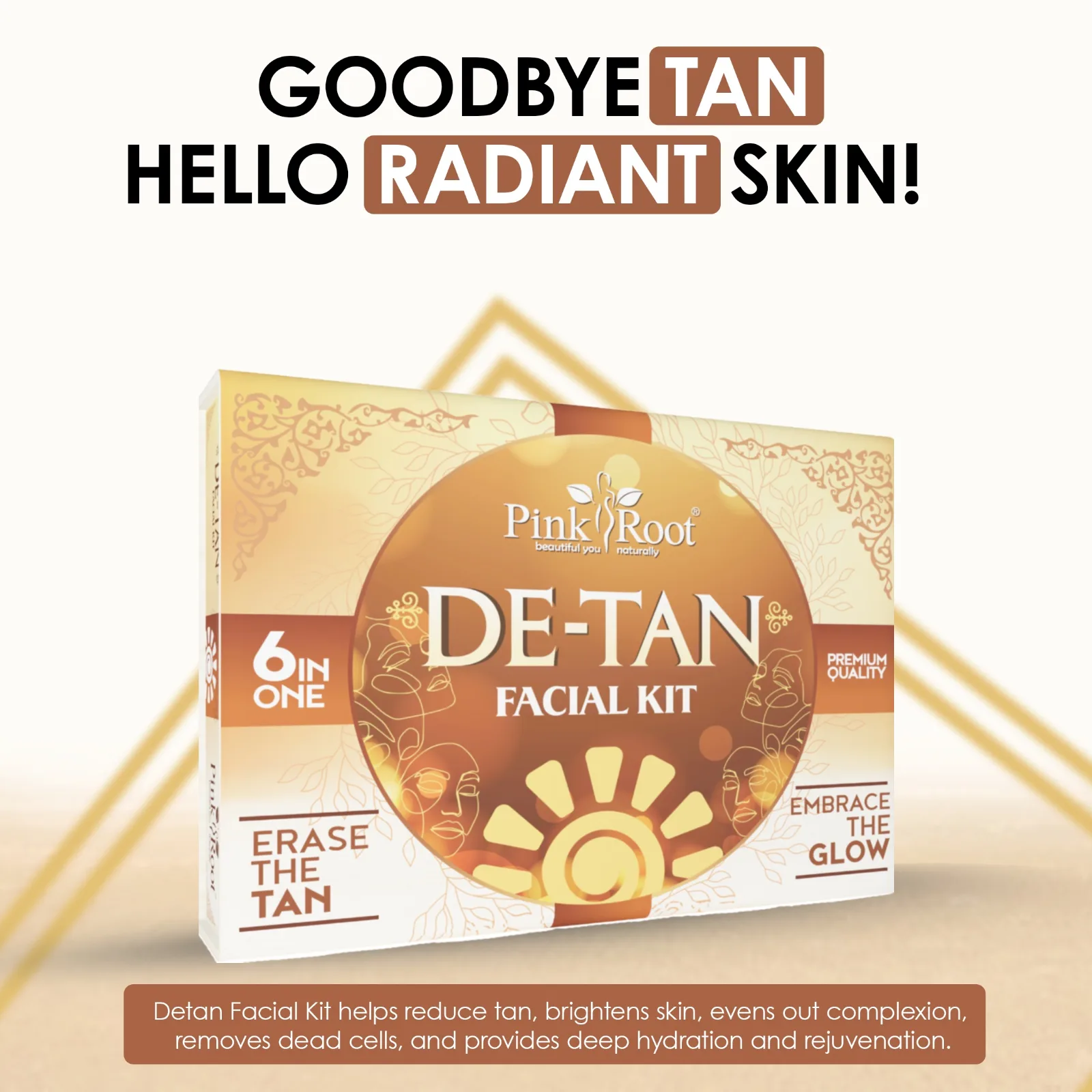 Pink Root Detan Facial Kit 310gm each, for Tan Removal, Skin whitening & Brightening, Removes Dark Spots & acnes view 3