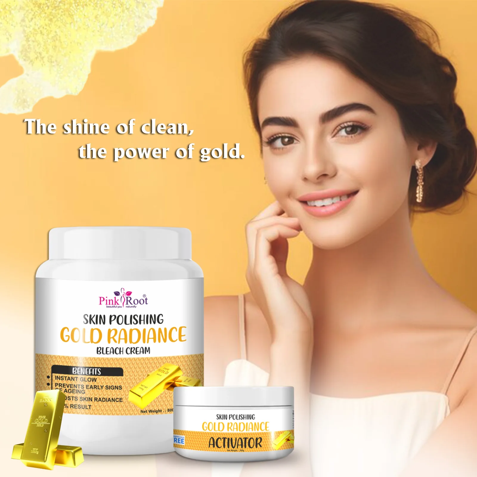 Pink Root Skin Polishing Gold Bleach Cream with Activator 1Kg| Reduces Signs of Ageing & Gives Brighter Polished Skin view 5