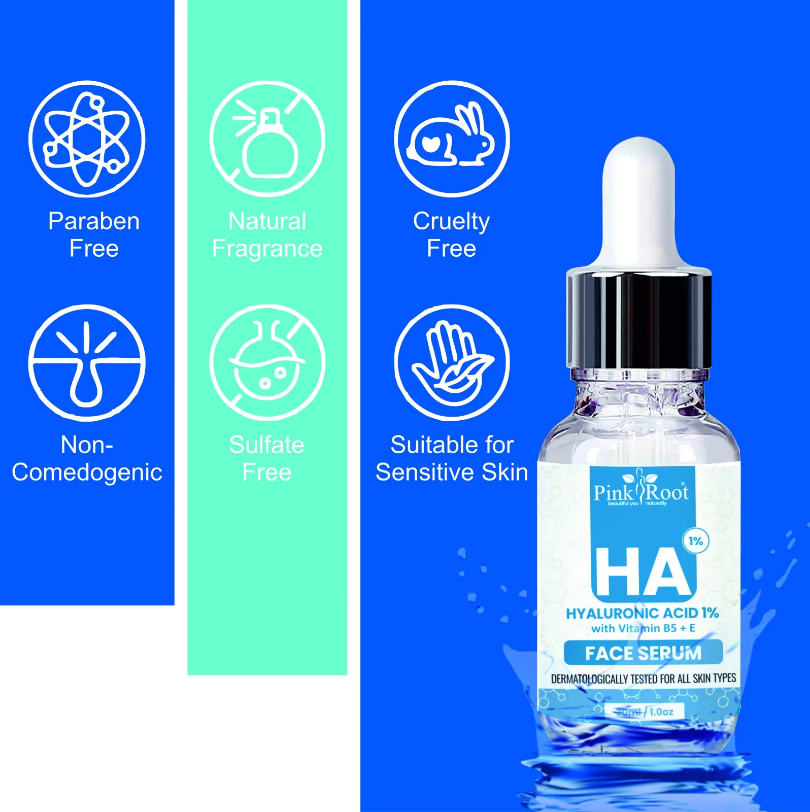 Pink Root Hyaluronic Acid 1% Face Serum Vitamin B5+E|Hydrates Skin, For All Skin, 30ml (30 ml) view 6