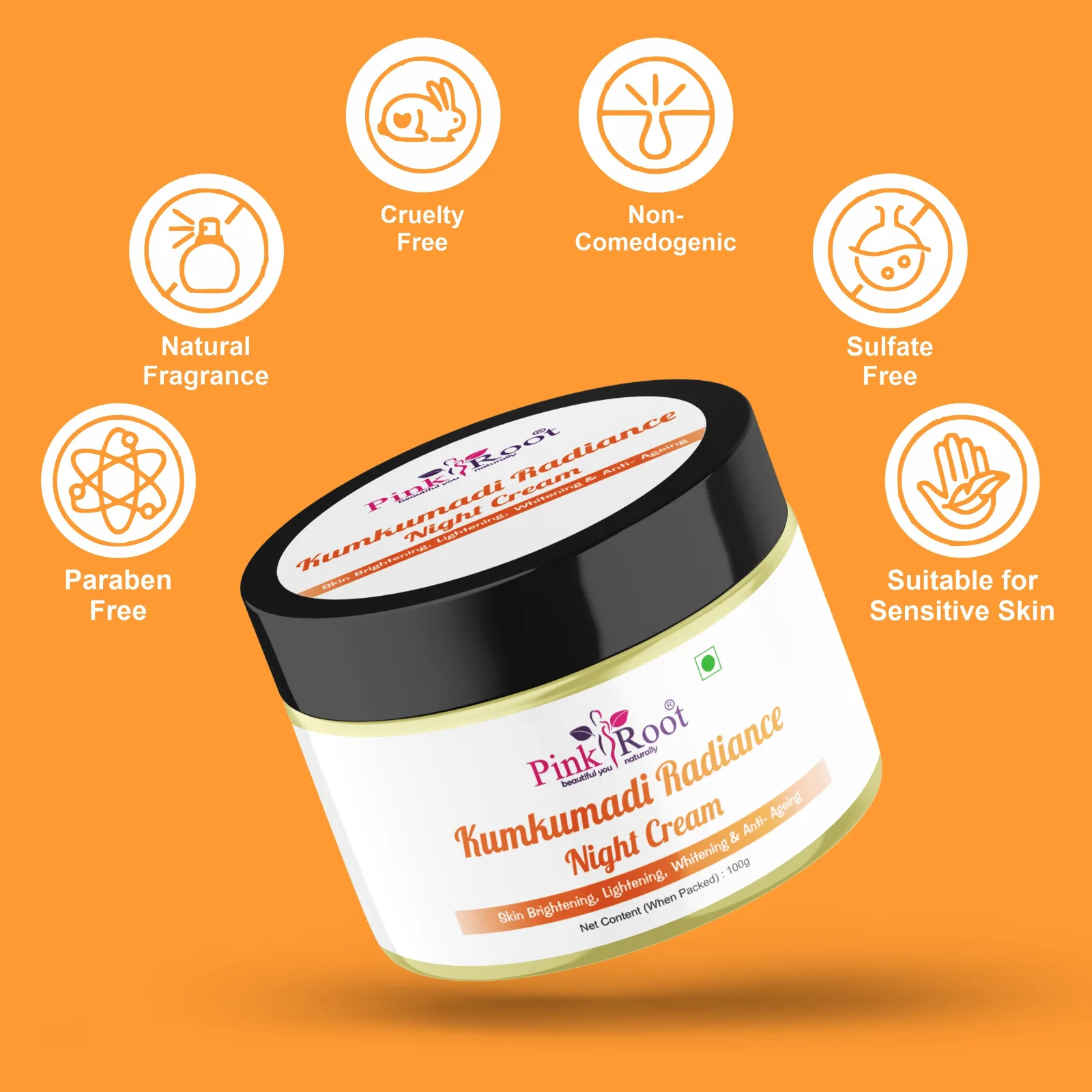 Pink Root Kumkumadi Radiance Night Cream For Improve Skin Texture, Beautiful Skin, Anti Aging 100ml view 6