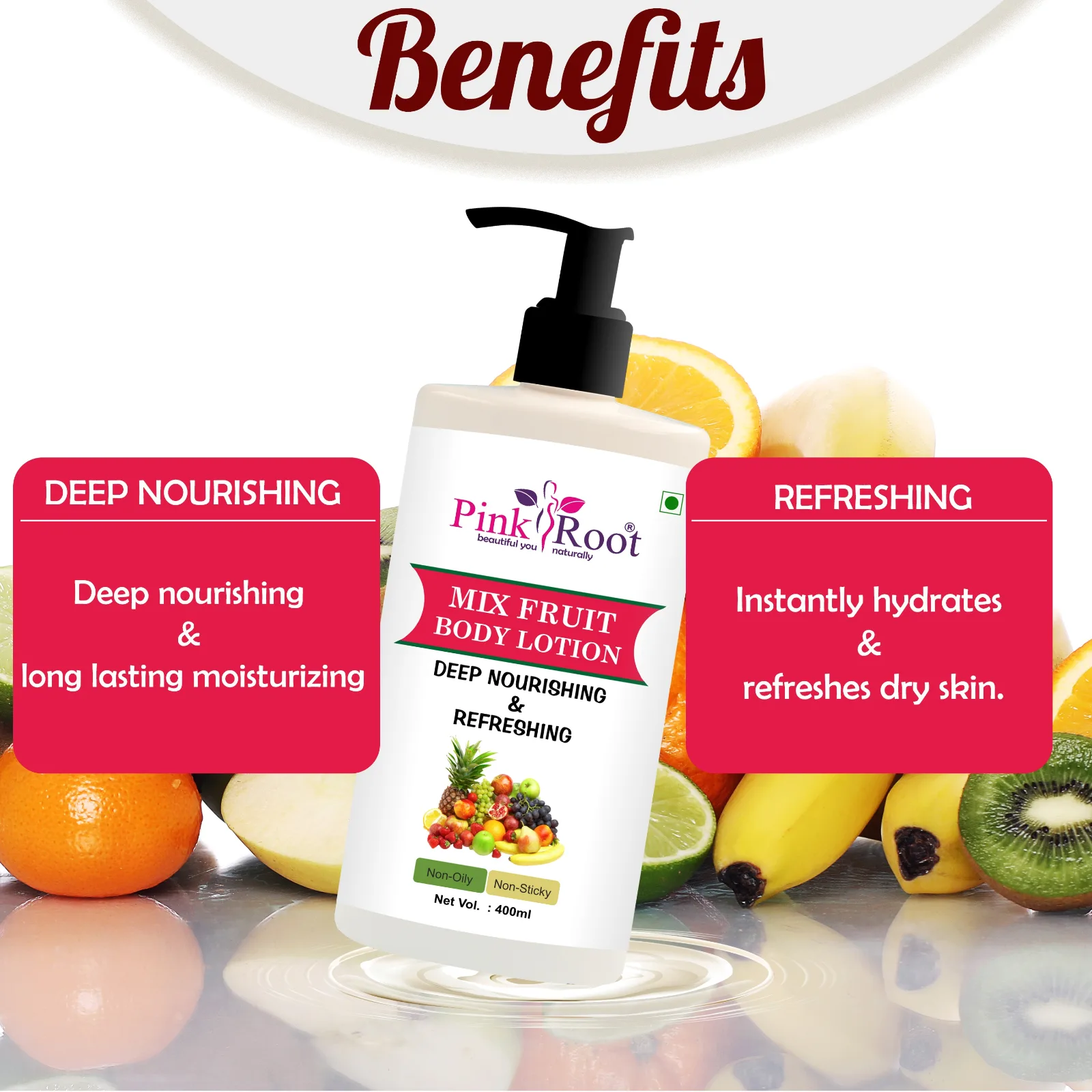 Pink Root Mix Fruit Body Lotion - Active Fruit Boosters - moisturize and soften skin leaving no signs of dryness (400ml) view 3