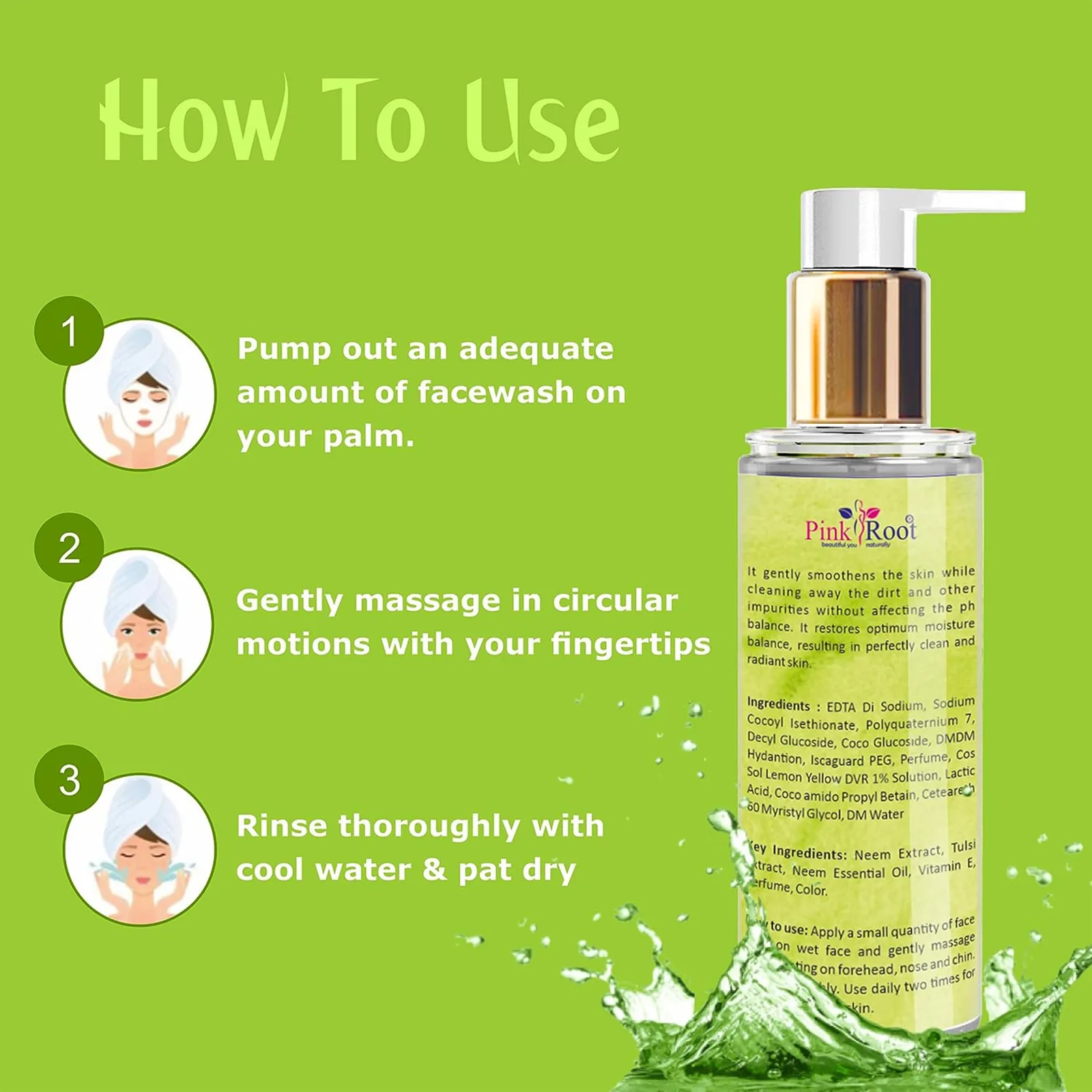 Pink Root Neem Tulsi Skin Purifying Face Wash 100ml for Anti Acne, Pimple Control, Oil Control view 4