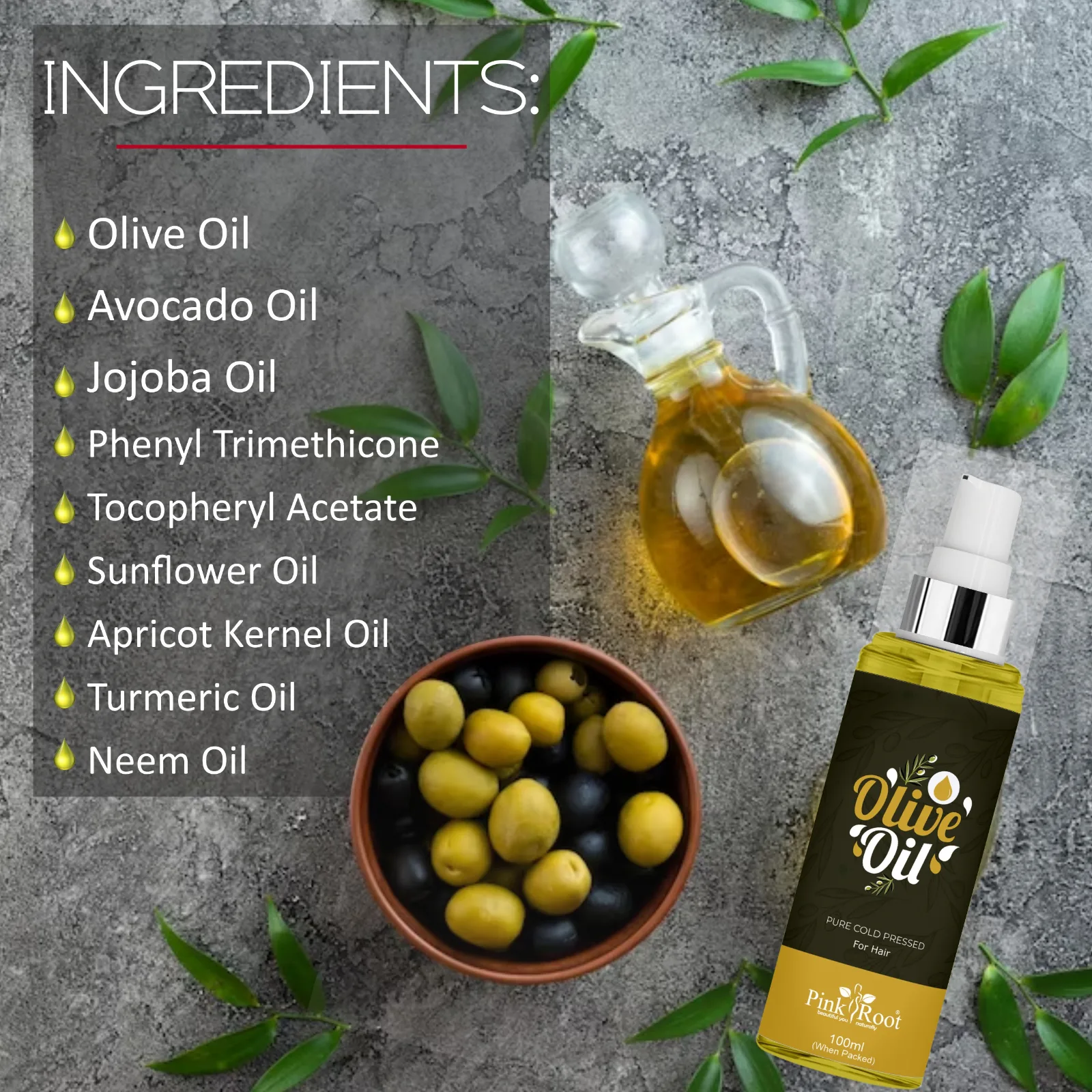 Pink Root Pure Olive Oil - Virgin & Cold Pressed Oil for Hair & Skin - Prevents Hair Loss Hair Oil  (100 ml) view 4
