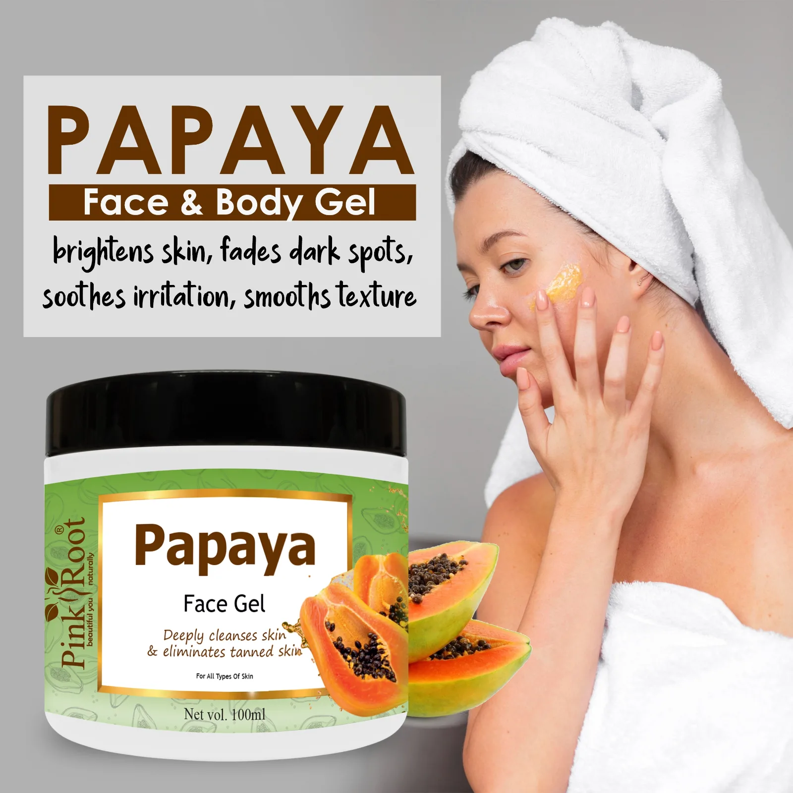 Pink Root Papaya Gel 100ml for Spot Removal, Brightening & Lightening With Papaya Extracts view 3