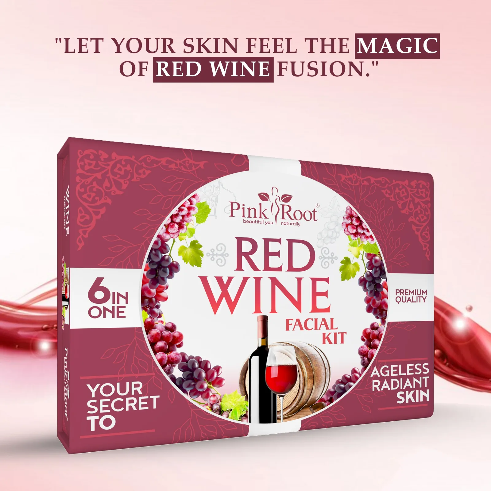 Pink Root Red Wine Facial Kit for Glowing Skin |Blemish Free, Fairer Complexion, For All Skin Types view 2