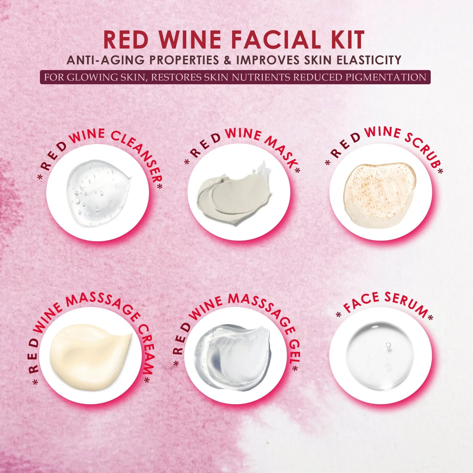 Pink Root Red Wine Facial Kit for Glowing Skin |Blemish Free, Fairer Complexion, For All Skin Types view 3
