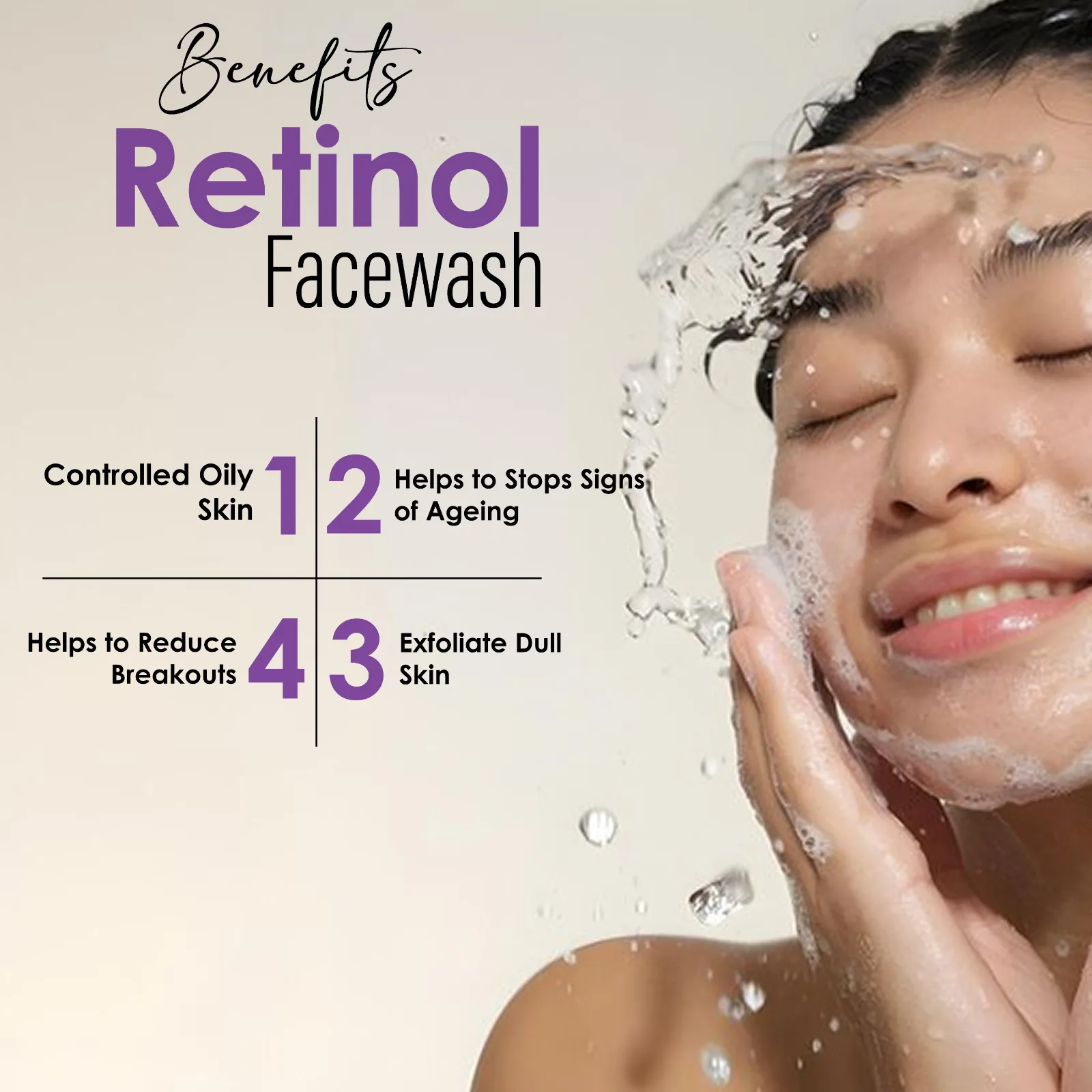 Pink Root Retinol Face Wash (100ml)for Anti-Ageing, Fine Lines & Wrinkles - Men & Women view 2