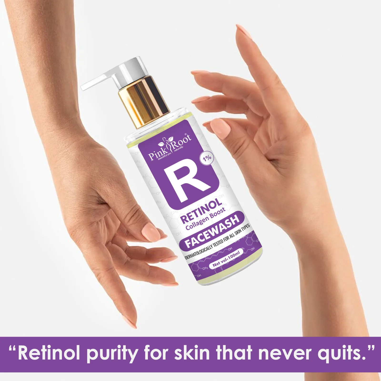 Pink Root Retinol Face Wash (100ml)for Anti-Ageing, Fine Lines & Wrinkles - Men & Women view 3