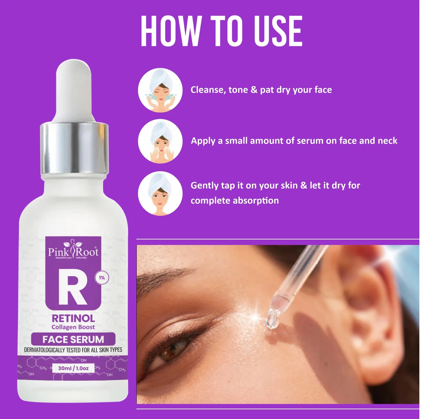 Pink Root Retinol Collagen Boost Face Serum|Reduces Lines & Wrinkles| Anti-ageing, Fading Acne marks and Improves Skin Texture, All Skin, 30ml (30 ml) view 5