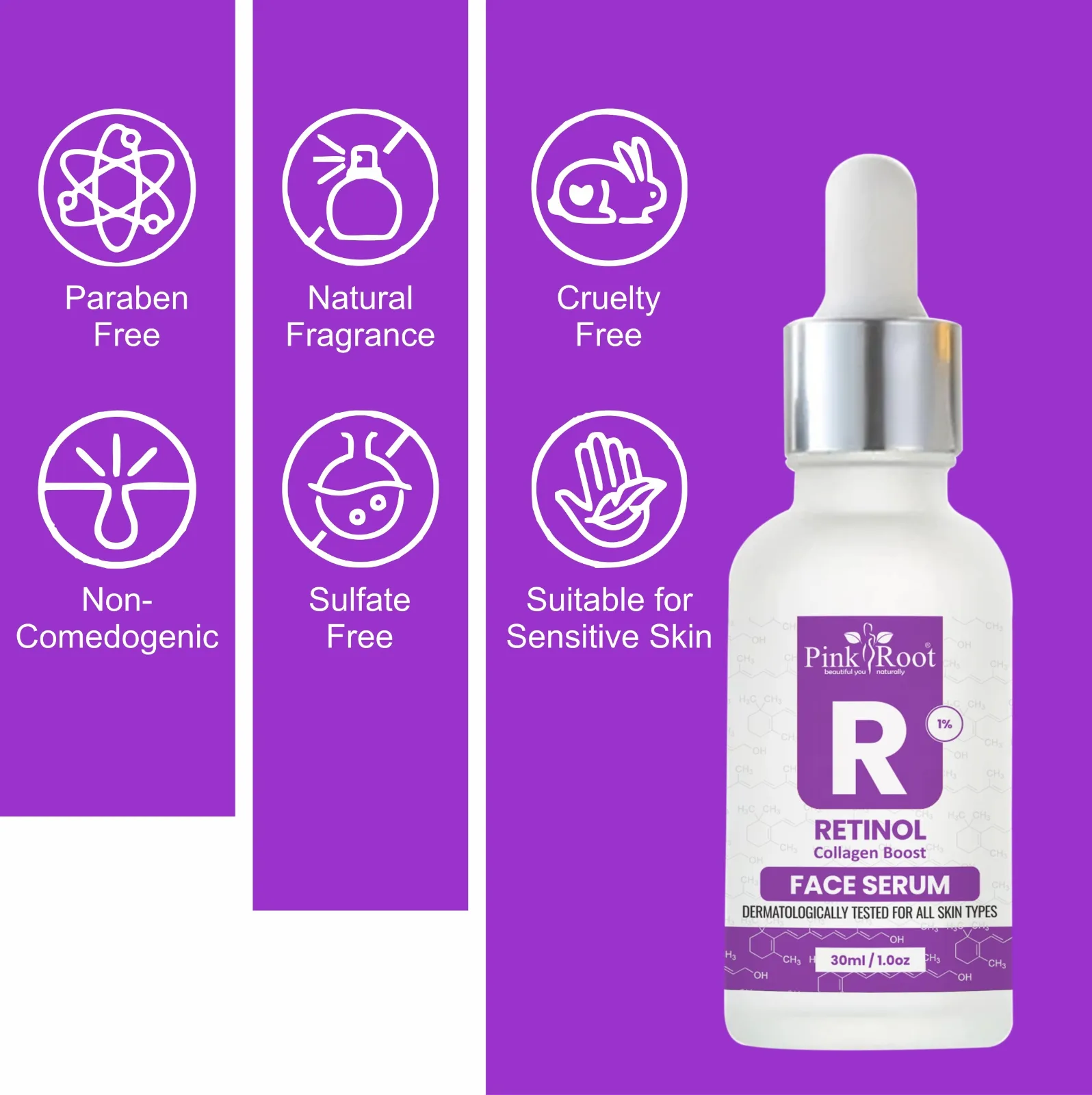 Pink Root Retinol Collagen Boost Face Serum|Reduces Lines & Wrinkles| Anti-ageing, Fading Acne marks and Improves Skin Texture, All Skin, 30ml (30 ml) view 6
