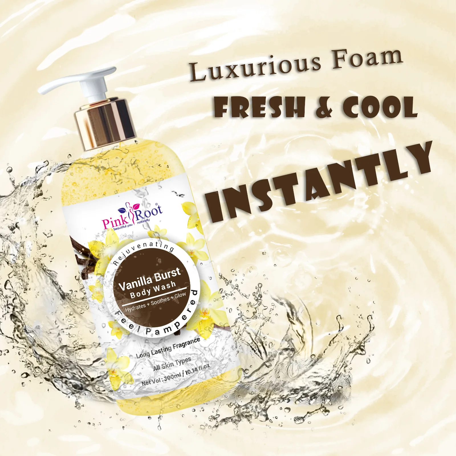 Pink Root Vanilla Body Wash |  Body Wash for Women & Men | Shower Gel with Long Lasting Vanilla Fragrance | Nourishing Body Cleanser for Soft & Smooth Skin view 4